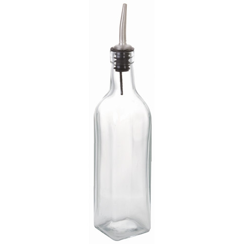 16oz Square oil bottle w/ stainless steel pourer