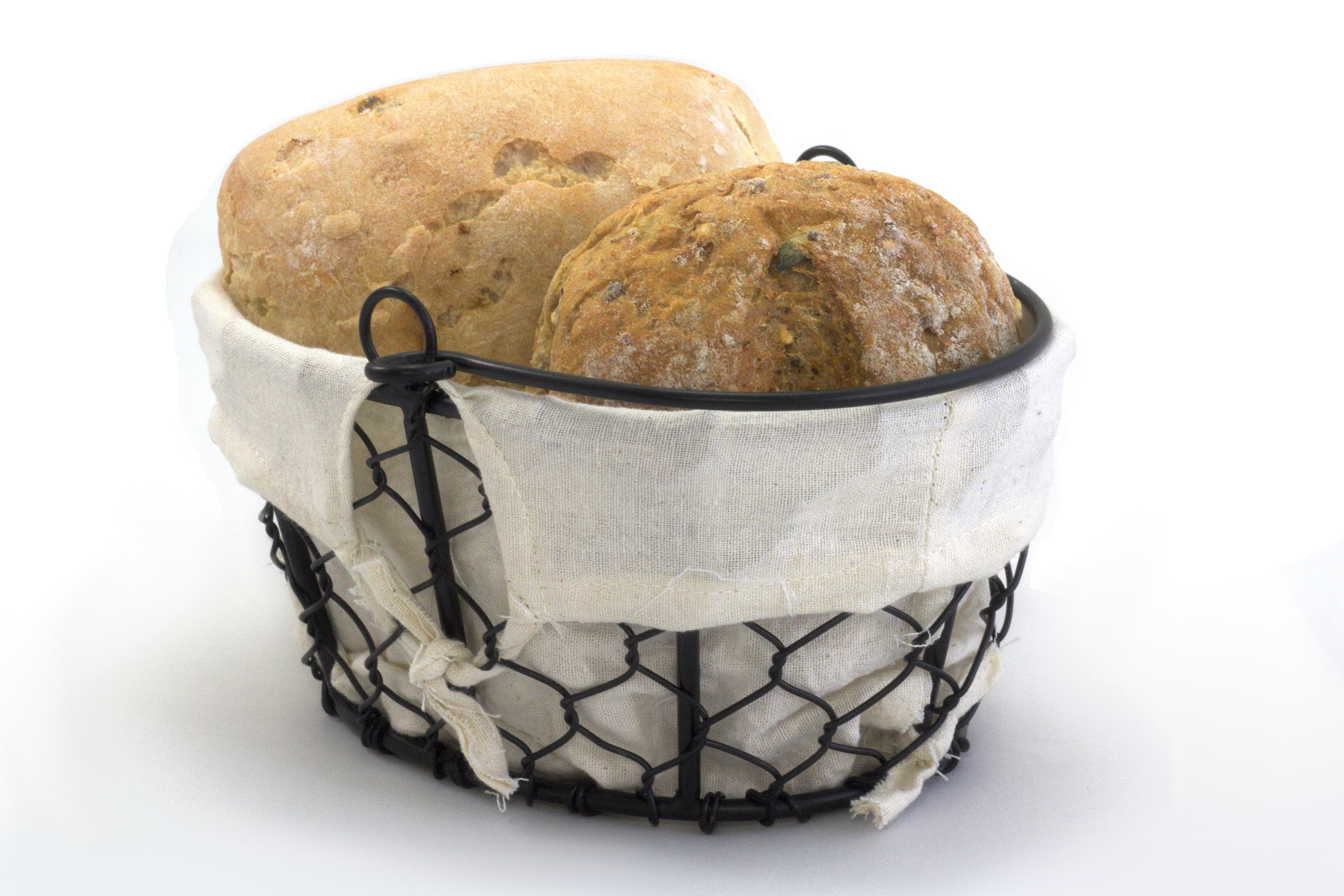 Oval Wire Bread / Display Basket With Cloth Liner