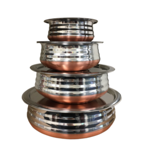 4 Round Copper Based Handi Bowls